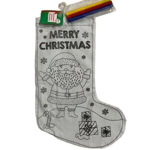 Christmas Stocking Color Your Own Canvas Fabric Stocking With Markers 15 inches